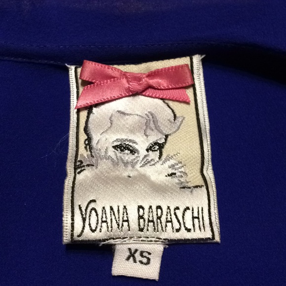 Yoana Baraschi Blue Sheer Silk Ruffle Blouse - Picture 2 of 4